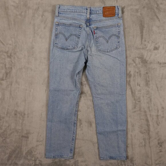 Levi's jeans Wedgie Straight women's 25 light wash blue red tab big E premium - Picture 10 of 16